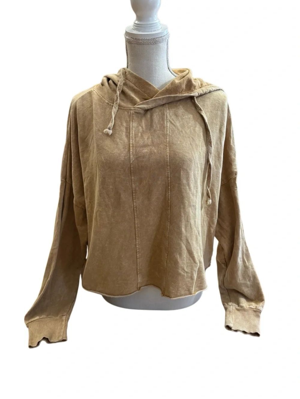 Vanilla Star Women's Over Sized Hooded Sweater in Tan Size Large